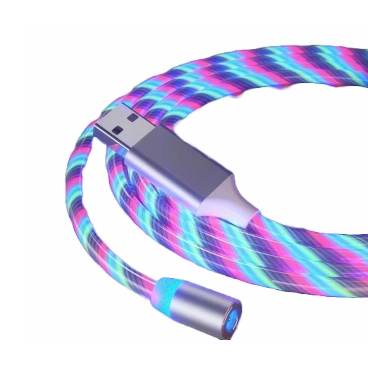 Imagine pentru Cablu incarcare X-Cable 360, luminat LED, cu 3 capete magnetice (nu transfera date), 1m, multi-color