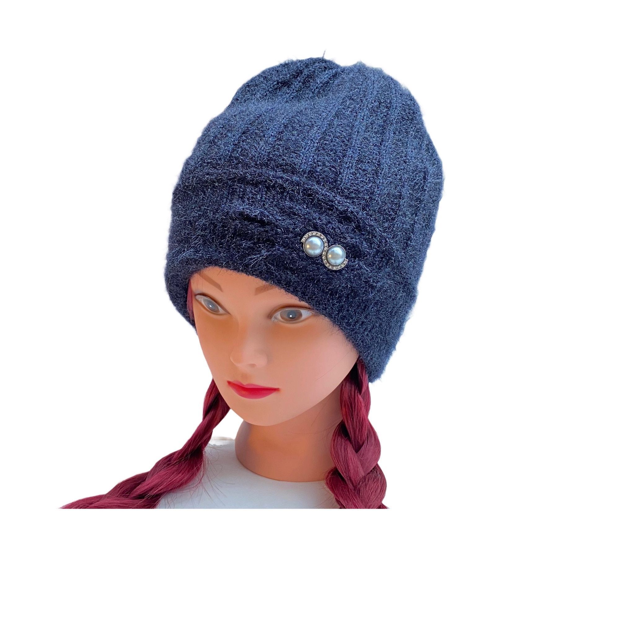 Imagine pentru Caciula dama de iarna cu captuseala, fina, elastica si moale, marime universala, culoare Negru petrol