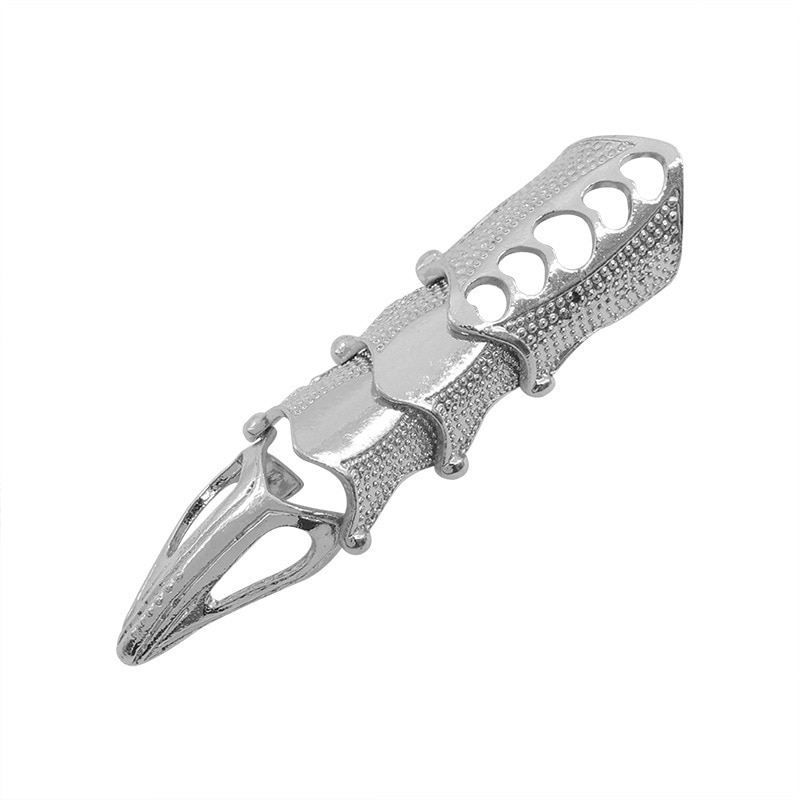 Imagine pentru Inel tip gheara, pe toata lungimea degetului, flexibil, culoare Argintiu