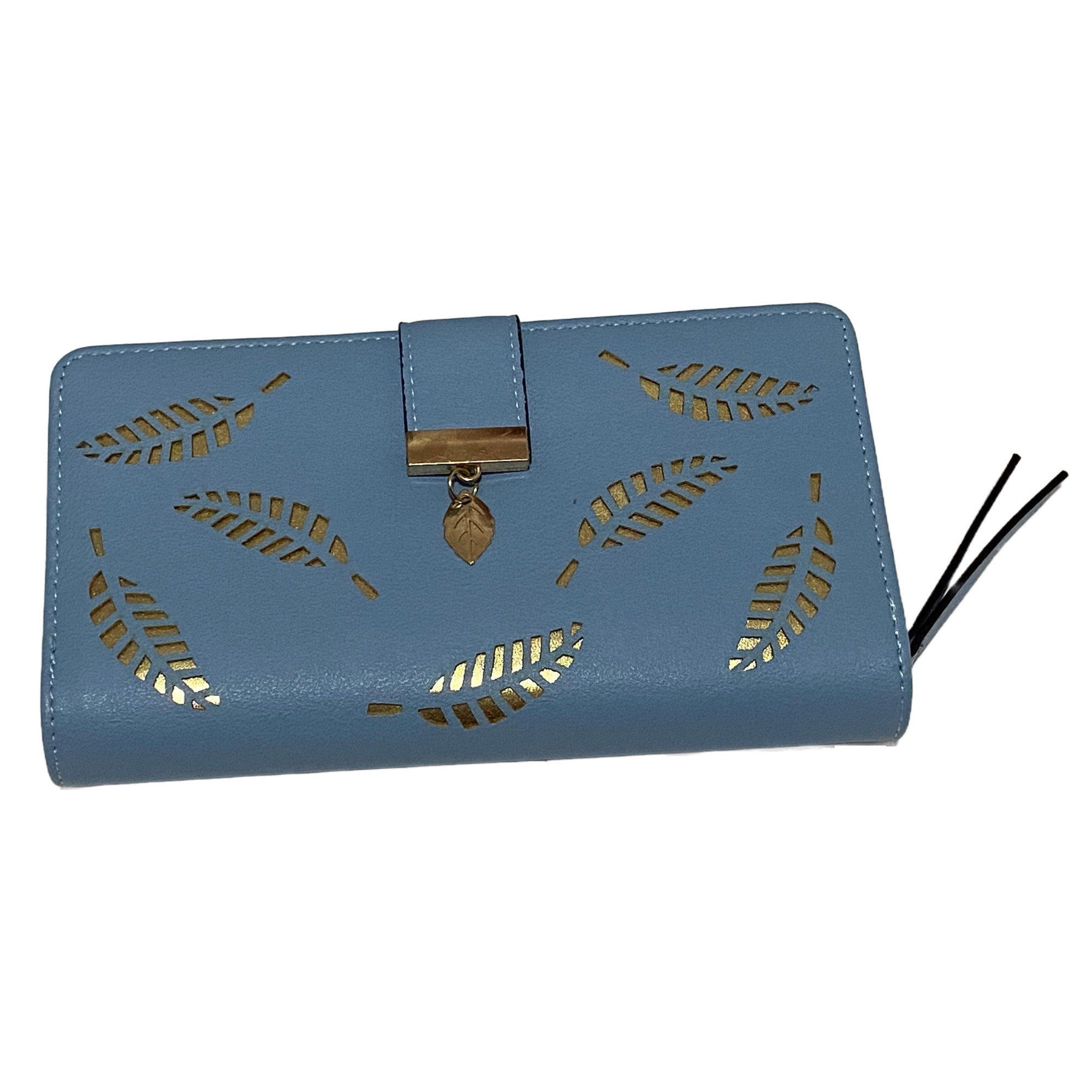 Imagine pentru Portofel dama din piele ecologica, Auriu/Bleu