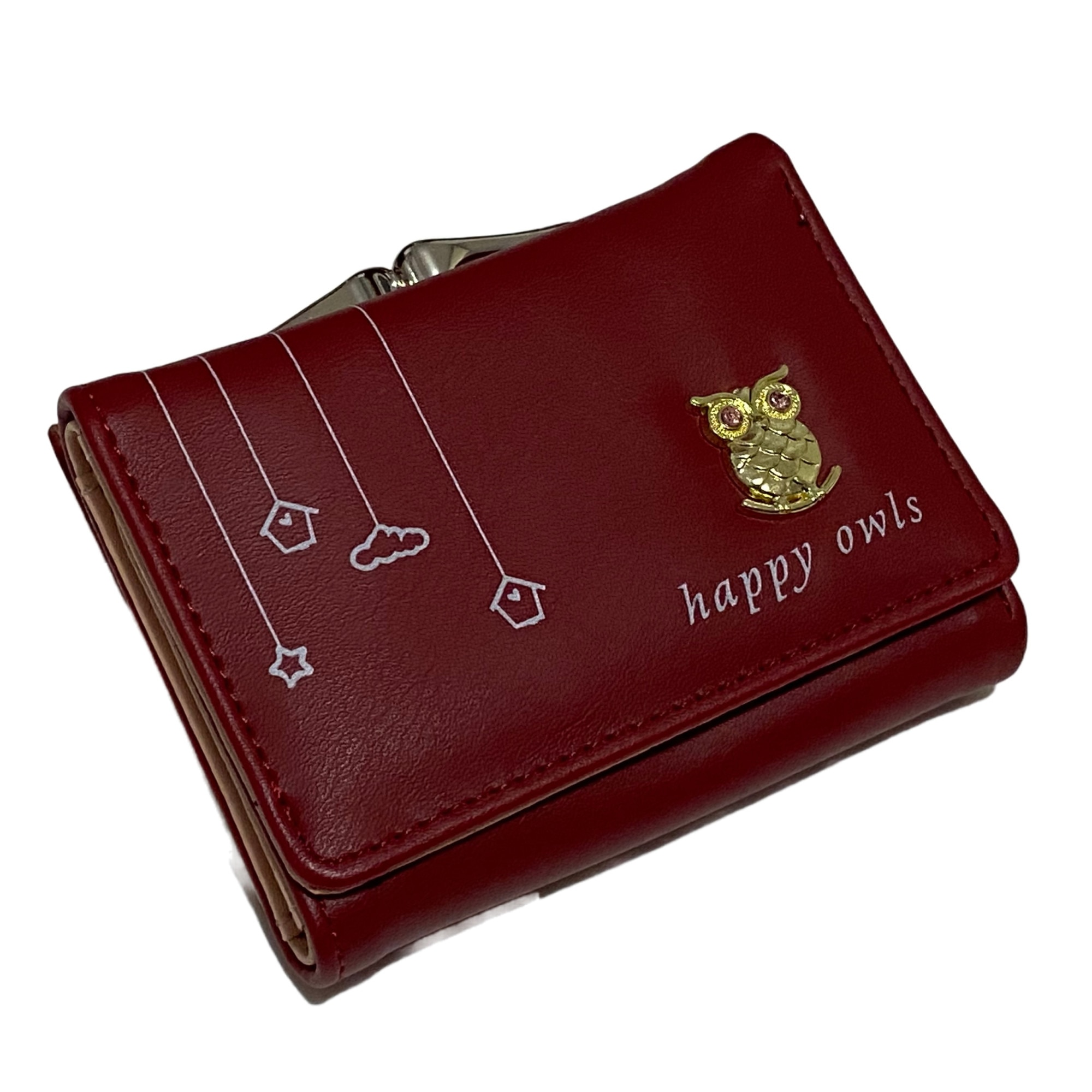 Imagine pentru Portofel Dama, model cu Bufnita "Happy Owls", Rosu