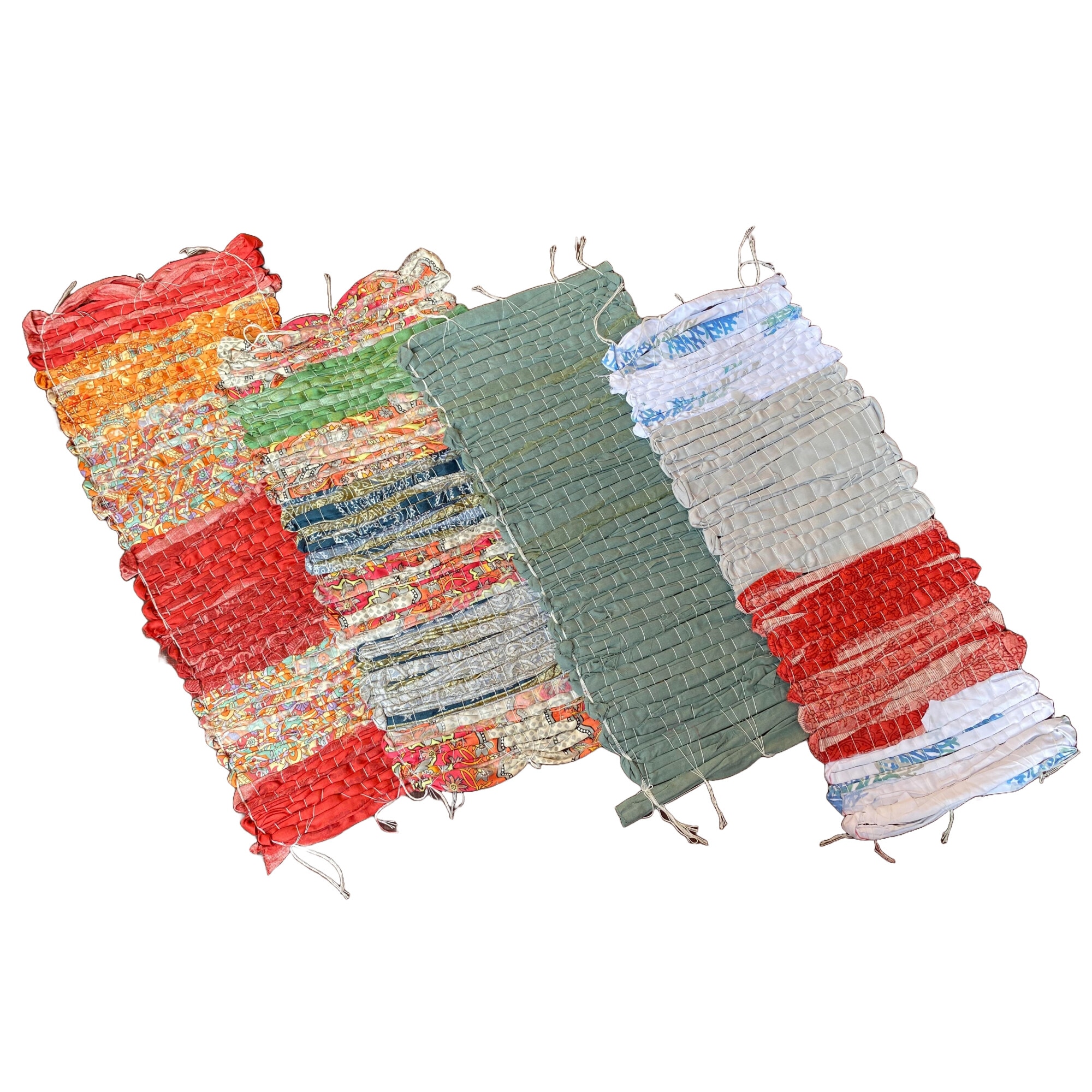 Imagine pentru Set 4 carpe tesute din fasii de bumbac, ultra absorbante, 40 x 18 cm, multicolore