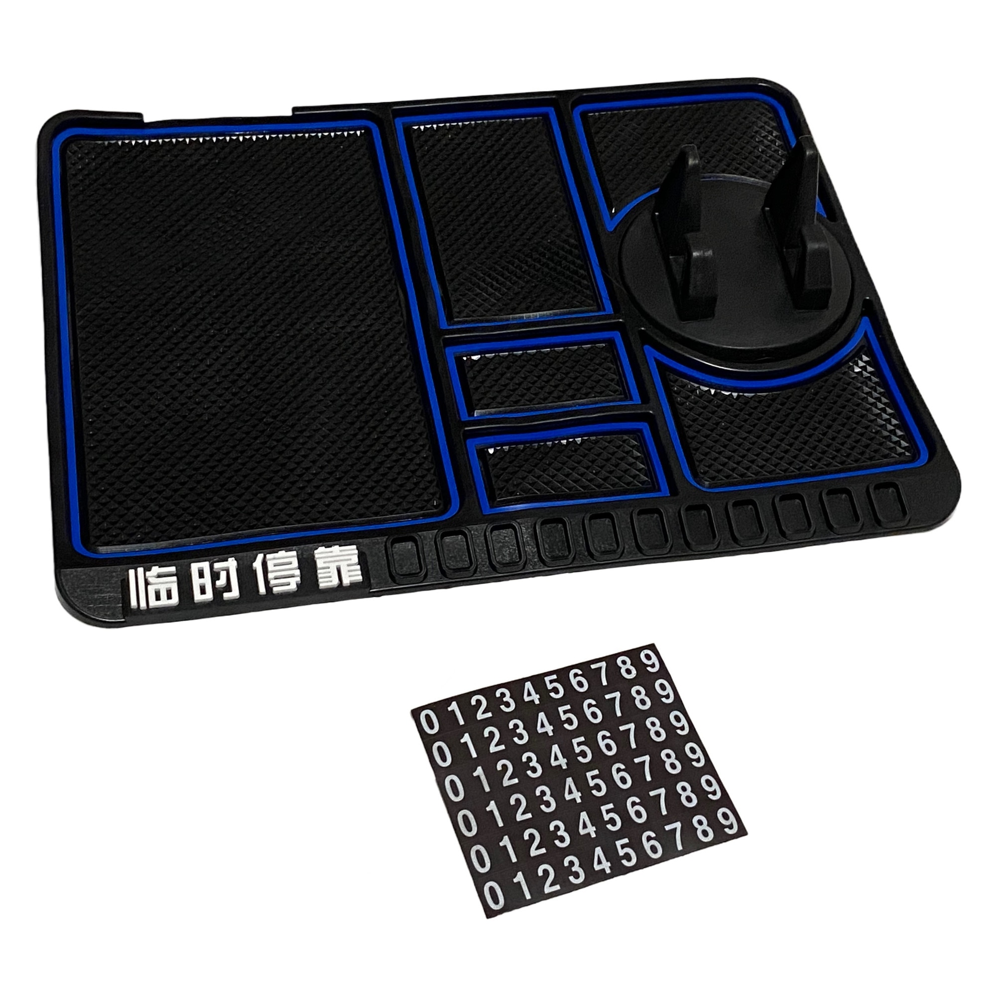 Imagine pentru Suport auto telefon multifunctional tip covoras antiderapant, Numar de Telefon, Rotire 360, albastru